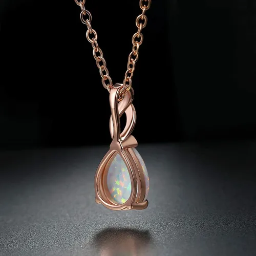 Miniatura 4 de Collar de ópalo chapado de 18 quilates oro blanco y oro rosa para mujer