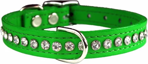 Miniatura 84 de Collar de perro de cuero y cristales de OmniPet Signature, cuero de grano de violeta africana de avestruz, se ajusta a un tamaño de cuello de 6"-8