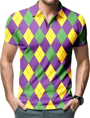 Miniatura 12 de Camisa de golf de los años 80 para hombre, ajuste seco, manga corta, estampada, divertidas, camisas de golf de los años 90 para hombre