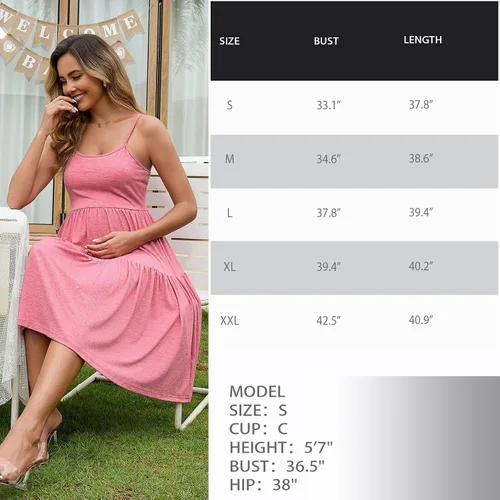 Miniatura 49 de GINKANA Vestido de maternidad sin mangas para mujer, con tirantes ajustables, vestido casual de verano para uso diario o baby shower