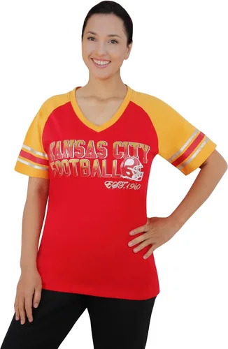 Miniatura 5 de Camisetas raglán Athletic City para mujeres fanáticos del fútbol - Azul marino y blanco