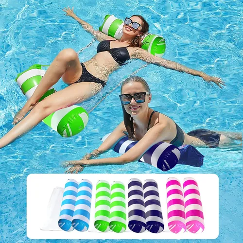Paquete de 4 flotadores de piscina XL mejorados, 4 en 1 (hamaca, silla de montar, silla reclinable, deriva) Flotador de piscina multiusos, material