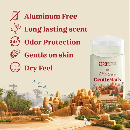 Miniatura 2 de Old Spice GentleMan's - Desodorante de tacto seco sin aluminio para hombres, frescura duradera 24/7, suave para la piel con acondicionadores