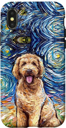 Miniatura 5 de Cute Goldendoodle Starry Night Doodle Dog Art by Aja Case for iPhone 17