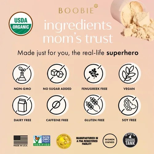 Miniatura 7 de Boobie Body - Polvo de proteína de superalimento para embarazo y posparto, sabor vainilla chai 19g de proteína Seguro para la lactancia