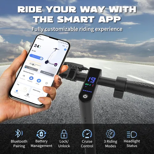 Miniatura 7 de Electric Scooter, Electric Scooter for Adults, 350W/500W Motor, 19 Mph Speed, 15/25 Miles Ranges, 8.5"/10" Solid Tire, Folding E-Scooter Adult