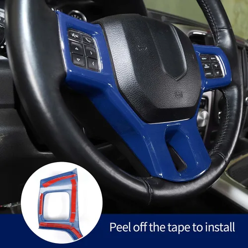 Miniatura 5 de Hoolcar Funda interior para volante de ABS compatible con accesorios Dodge RAM 2010-2017, color azul