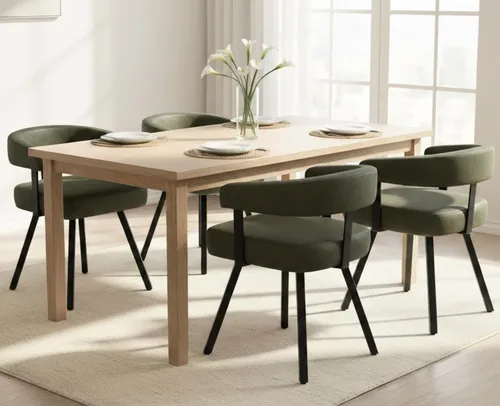 Miniatura 7 de Shunzhi Juego de 2 sillas de comedor modernas de cuero verde tapizadas, cómodas sillas de cocina, sillas auxiliares sin brazos con respaldo abierto