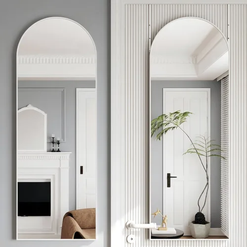 Miniatura 11 de Espejo de puerta, espejo arqueado de cuerpo completo sobre la puerta, 14 x 48 pulgadas, espejos colgantes o de pared, espejos de cuerpo completo