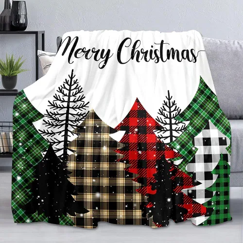 LUVIVIHOME Manta de Navidad, árbol de Navidad, invierno, vacaciones, lana de franela suave y ligera para sofá, 30 x 40 pulgadas (bebé), marrón,