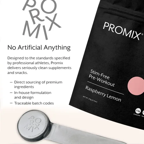Miniatura 6 de ProMix Nutrition Polvo de preentrenamiento sin estimulaciones, limón de frambuesa, 9.67 oz, maximiza la concentración, la energía y el rendimiento