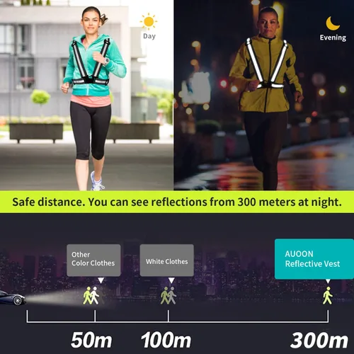 Miniatura 5 de Chaleco reflectante de 2 piezas, correas de seguridad reflectantes ajustables de alta visibilidad, equipo para correr, ciclismo, caminar, montar