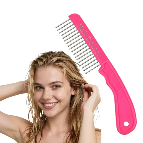 Miniatura 11 de The Hair Doctor - Peine de pelo extra largo de 1 1/4 pulgadas con dientes giratorios suaves y sedosos para evitar daños en el cabello (rojo hermoso)