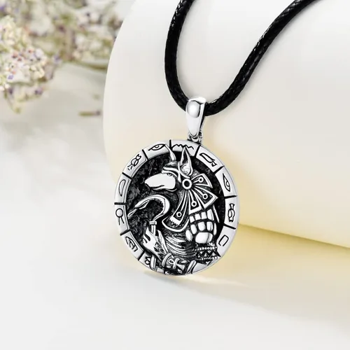 Miniatura 2 de VONALA Collar de medalla de San Miguel/San Benito/San Cristóbalo/Virgen María/Anubis Medalla de Plata de Ley Collar con colgante de medallón