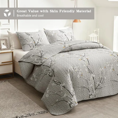 Miniatura 4 de UOZZI BEDDING - Juego de edredón reversible de 3 piezas de microfibra suave, tamaño Queen matrimonial 88 x 88 pulgadas, para todas las estaciones