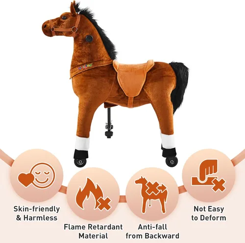 Miniatura 4 de Juguete de caballo para niños que montan a caballo, poni, ciclo, mecánico, acción de caminar, animal de peluche para 4 a 9 años, sin batería ni