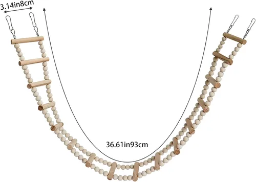 Miniatura 6 de Puente de escalera para pájaros, juguetes de madera para escalada y columpio, accesorios de jaula para pájaros, ratas, loros, hámster, ardilla