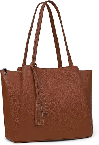 Miniatura 8 de befen Bolso de hombro para mujer de cuero genuino, bolsos para portátil con compartimentos, bolsos de mano