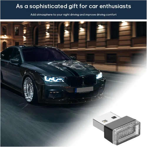 Miniatura 6 de Dickno 7 PCS Lámpara de Ambiente Interior de Coche LED USB, Mini Luz Nocturna LED Portátil, Kit de Iluminación Ambiental de Maletero con Interfaz