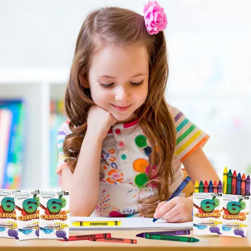 Miniatura 7 de ArtCreativity Paquetes de crayones a granel, 25 juegos de 6 paquetes, total 150 crayones a granel, paquetes individuales no tóxicos para niños