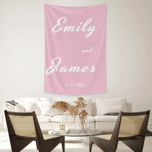 Miniatura 14 de Tapiz de boda personalizable con nombre y foto, colgante de pared personalizado para boda, tapiz de pared personalizado, decoración del hogar, tapiz
