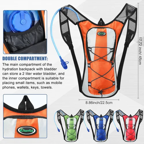 Miniatura 5 de Chunful Hydration Backpack with 2L Water Bladder, Lightweight Hydration Pack Outdoor Water Backpack for Men Women Running Cycling Biking Climbing