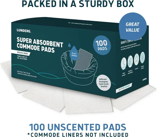 Miniatura 4 de Lunderg Almohadillas de comodidad superabsorbentes, paquete de 100 unidades de grado médico, para forros desechables de mesita de noche, sillas