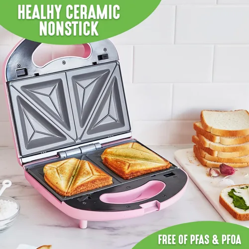 Miniatura 2 de GreenLife Sandwichera Eléctrica para Waffles, Tostadora, Prensa Panini con Placas Antiadherentes de Cerámica Saludables, Perfecta para Sándwiches