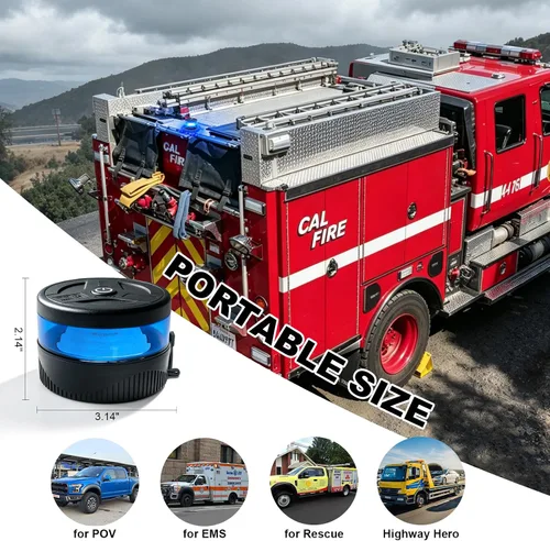 Miniatura 5 de Luz de baliza inalámbrica magnética, luces estroboscópicas LED recargables USB-C para camión, mini luz de advertencia de seguridad de emergencia