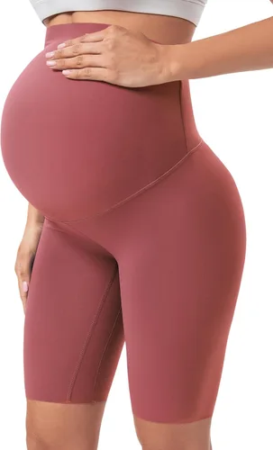 Buttergene Pantalones cortos de maternidad sobre el vientre, pantalones cortos de motociclista para embarazo, pantalones cortos de entrenamiento