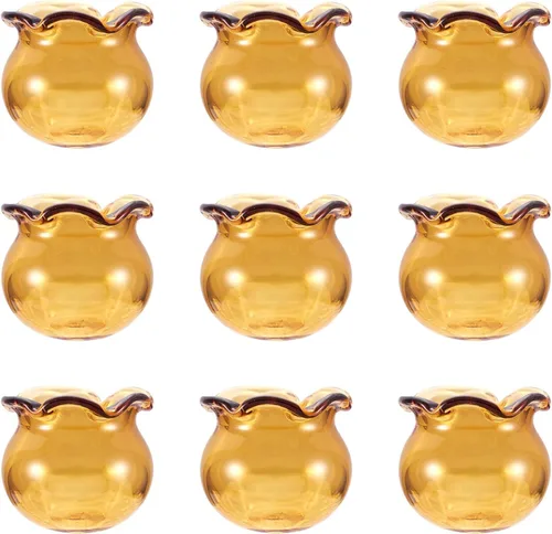 FASHEWELRY 10 piezas Tapas de Flores de Vidrio Hechas a Mano Cuentas Florales de Cristal Transparentes en Forma de Trompeta Espaciadores de Flores a