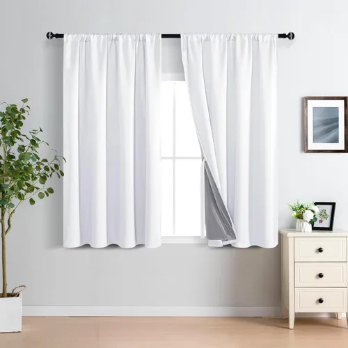 Miniatura 65 de XWZO Cortinas Opacas 100% Blancas - Cortinas de Bloqueo Total de Calor y Luz con Forro Negro para Dormitorio/Cuarto de Lavado, Paneles de Ventana