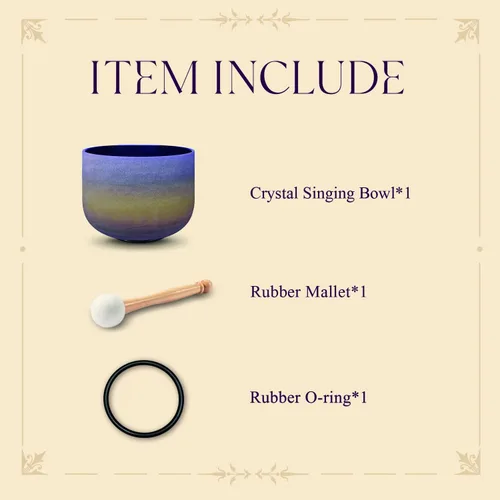 Miniatura 6 de CVNC 440Hz 20.3 cm Cuenco de cristal de cuarzo esmerilado de arcoíris del chakra del tercer ojo (A) nota A para sanación con sonido y meditación