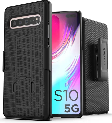 Miniatura 8 de Encased Funda con clip para cinturón Galaxy S10 (2019 DuraClip) Funda de agarre delgada con funda para Samsung S10 (negro)