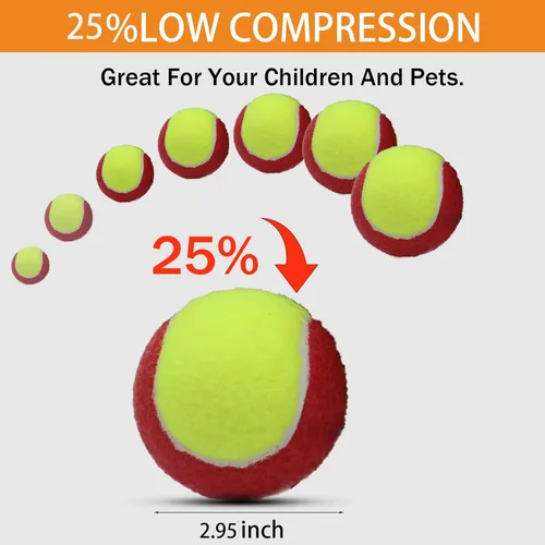 Miniatura 2 de SHYUJAJIE - Juego de 20 pelotas de tenis de baja compresión en etapas de 25%/50%/75% para principiantes, niños y jóvenes en entrenamiento y Rojo