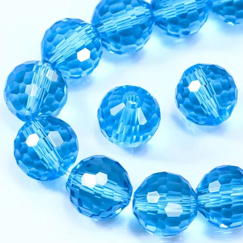 Miniatura 23 de Dowarm 150 PIEZAS Cuentas de cristal de vidrio redondas de 6 mm para hacer joyas, cuentas facetadas de cristal rondelle espaciadoras de color azul