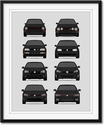 Miniatura 17 de Custom Car Posters Póster hecho a mano compatible con Volkswagen Golf GTI Generations e impresión de VW GTI (modelos de coche: MK1 a MK8)