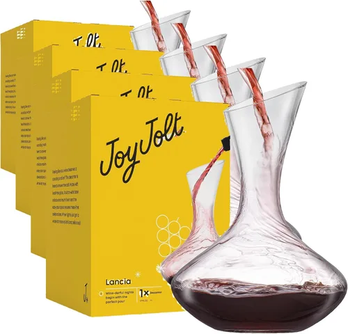 Miniatura 8 de JoyJolt Lancia - Decantador de vino de cristal, aireador de vino, base hecha a mano, jarra de vidrio, diseño ultra elegante, boquilla inclinada