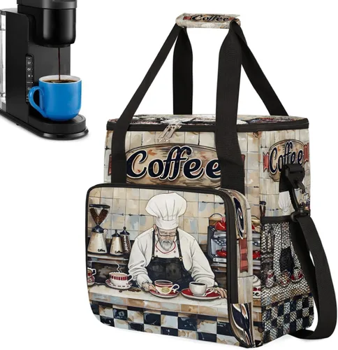 Miniatura 37 de Turquesa comienza tu día con la bolsa de transporte para cafetera, bolsa de almacenamiento de viaje para cafetera, bolsa de almacenamiento de viaje