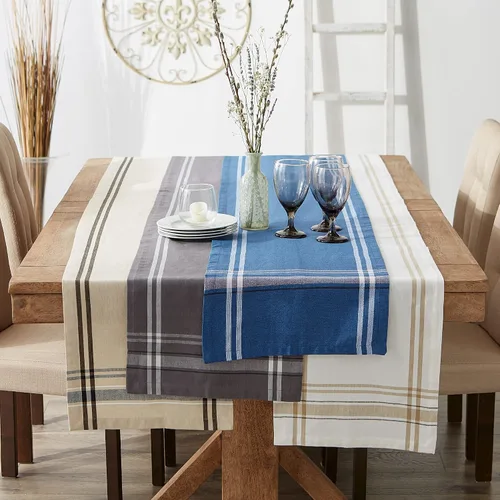Miniatura 5 de DII Colección de Mesa de Comedor de Rayas Francesas Camino de Mesa Estilo Granja, 14x72 Pulgadas, Gris Pardo/Negro