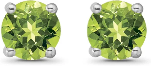 Miniatura 2 de Pendientes solitario de plata de ley con peridoto, Metal Piedra, Peridoto