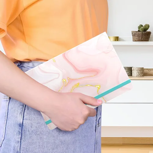 Miniatura 6 de Cuaderno rayado, tapa dura de mármol rosa, tamaño mediano de 5.7 x 8.4 pulgadas, 160 páginas de papel grueso, bonito cuaderno estético A5 con rayas