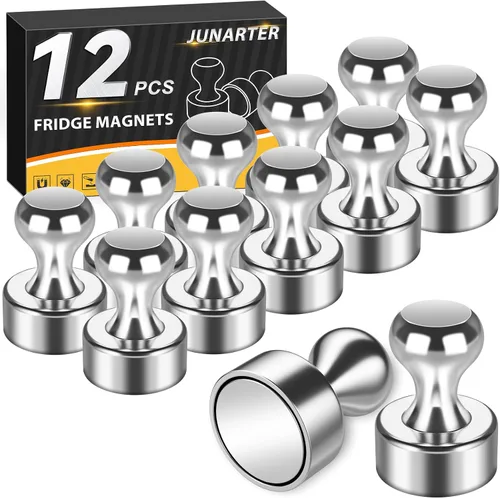 Miniatura 17 de Paquete de 20 Chinchetas Magnéticas, Imanes Negros Fuertes para Refrigerador, Imanes para Pizarra Blanca, Imanes para Refrigerador Fuertes, Imanes