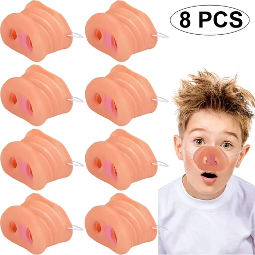 Gejoy 8 piezas de narices de cerdo para niños, novedad de hocico de cerdo, máscara de cosplay con banda elástica para niños, suministros de fiesta