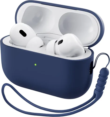 Miniatura 22 de ORNARTO Funda compatible con AirPods Pro 2 2022, silicona híbrida protectora completa para AirPods Pro de 2ª generación, cubierta frontal LED Azul