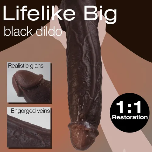 Miniatura 2 de 10.8 Inch Realistic Huge Black Dildo Adult Sex Toys, Lifelike Thick Silicone Dildos with Strong Suction Cup, Real Skin Big Anal Dildo Adult Penis