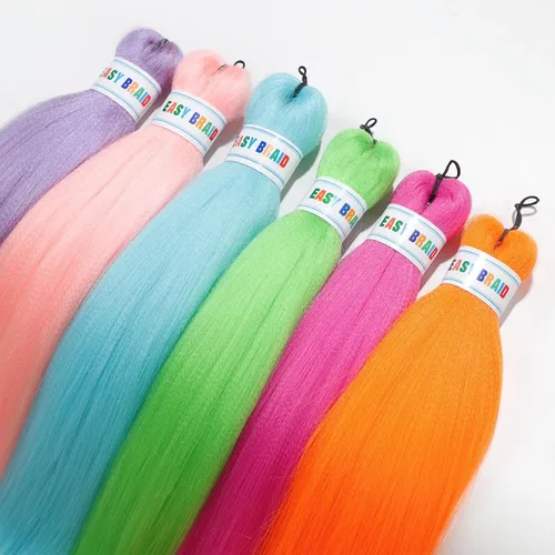 Miniatura 4 de Cabello trenzado colorido preestirado, trenzas de color de 26 pulgadas, extensiones de cabello preestirado, extensiones de cabello multicolor 6