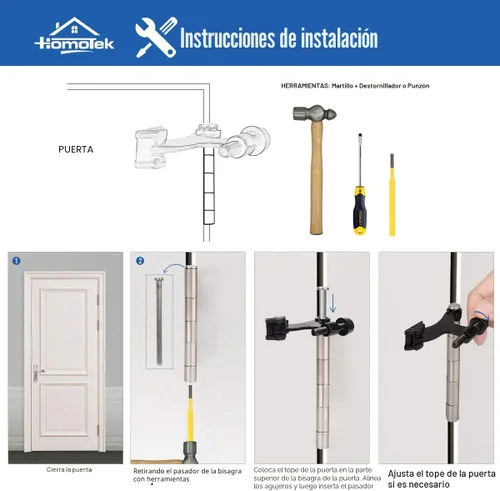 Miniatura 4 de HOMOTEK Paquete de 2 Topes de Puerta con Pasador de Bisagra Negro, Tope de Puerta Ajustable de Lujo Resistente de 2-1/2"x1-3/4", con Puntas