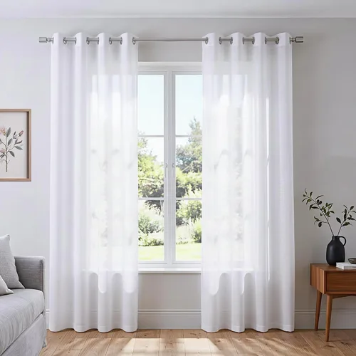 Miniatura 35 de KOUFALL Cortinas traslúcidas de 120 pulgadas de 2 paneles con ojales, juego extra largo de 10 pies de largo, cortinas altas para ventana grande, 52