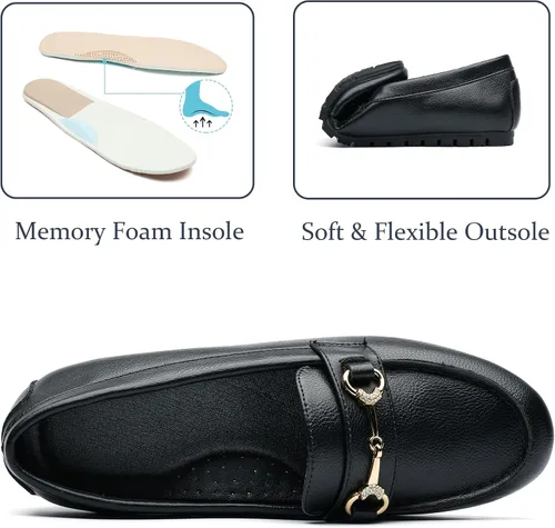Miniatura 5 de Women's Wide Casual Comfort Loafers Slip on Flat Shoes Women's Penny Loafers with Arch Support Women Dressy Buckle Moccasions